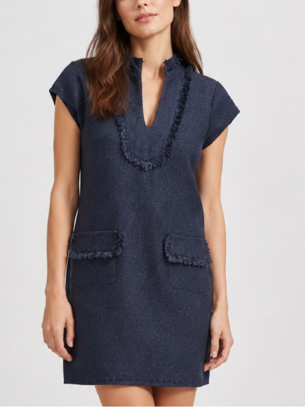 Sail to Sable Fringed on Fifth Dress in Navy Blue